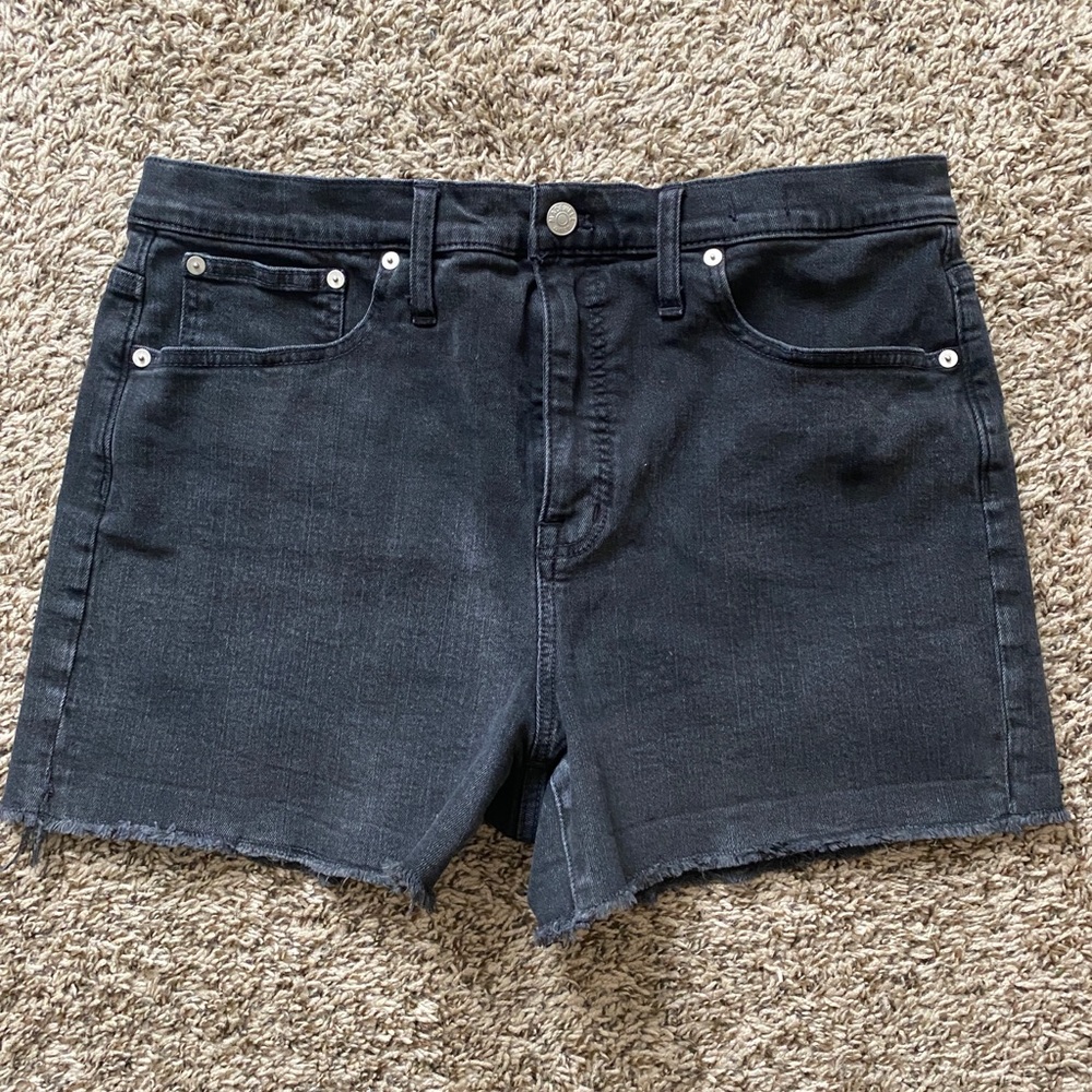 Madewell Black High Rise Denim Jean Distressed Shorts 31